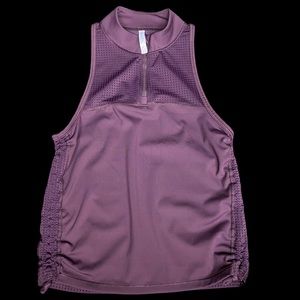 Athleta Plum/Purple, XS workout top. Cinched adjustable sides. Quarter zip.